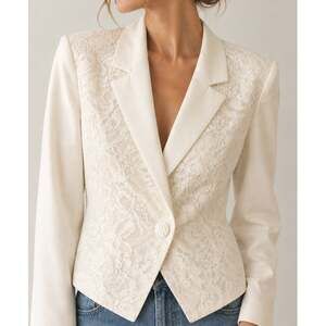 Vintage All That Jazz Ivory Lace Blazer Jacket Coquette Made in USA Size 6